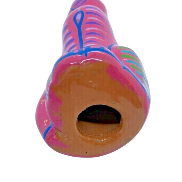 Talavera Pink Ceramic Cat Handmade & Painted Mexican Folk Art Huichol Alebrijes - Picture 8 of 8